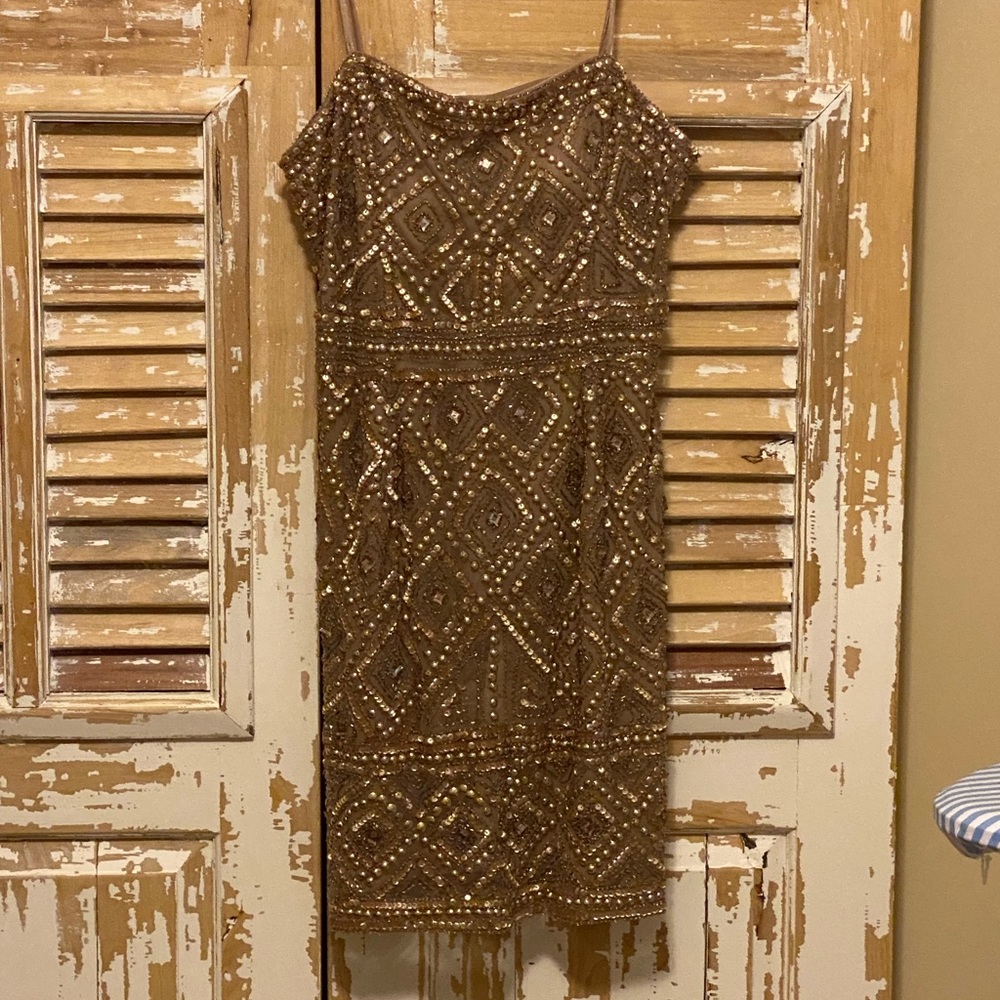 Adrianna Papell strapless beaded mini dress